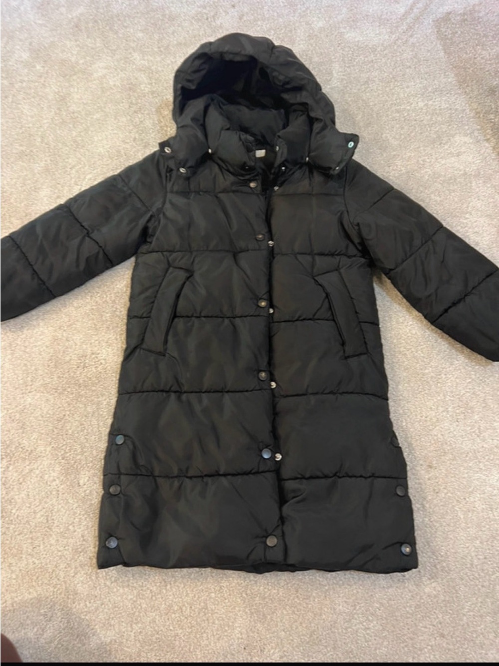 H&M Black Kids Long Puffer Coat with Hood